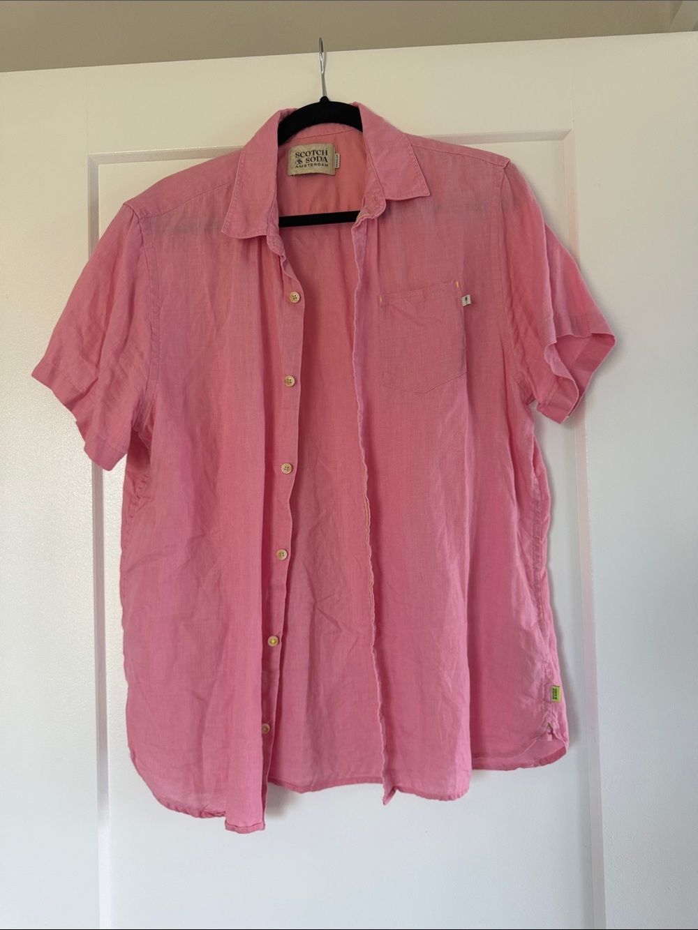 Scotch & Soda Men's Pink Short-Sleeve Button-Down Shirt